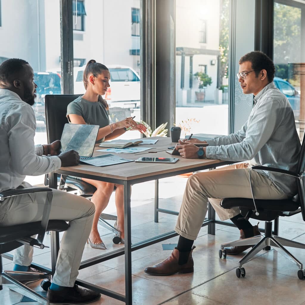 Boardroom collaboration team discussion