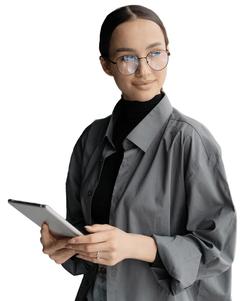 Job Seeker in formal wear using tablet